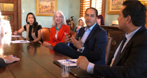 Rep. Will Hurd (R-TX 23) participates in a roundtable discussion with local hoteliers and employees at the Gage Hotel in Marathon, Texas.