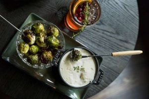 Better Sorts Social Club's Sherry Cobbler Cocktail and Brussel Sprouts Fondue