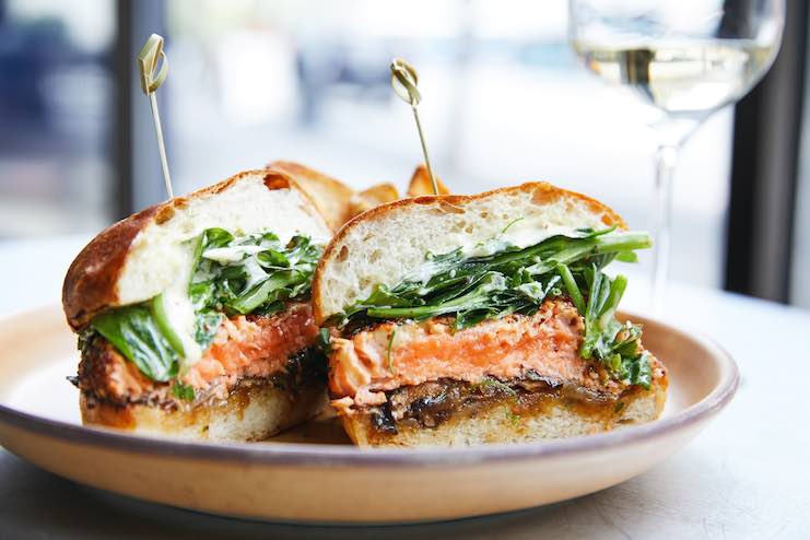 Outlier's Togarashi-Crusted Salmon Sandwich (Photo Credit: Aubrie Pick)
