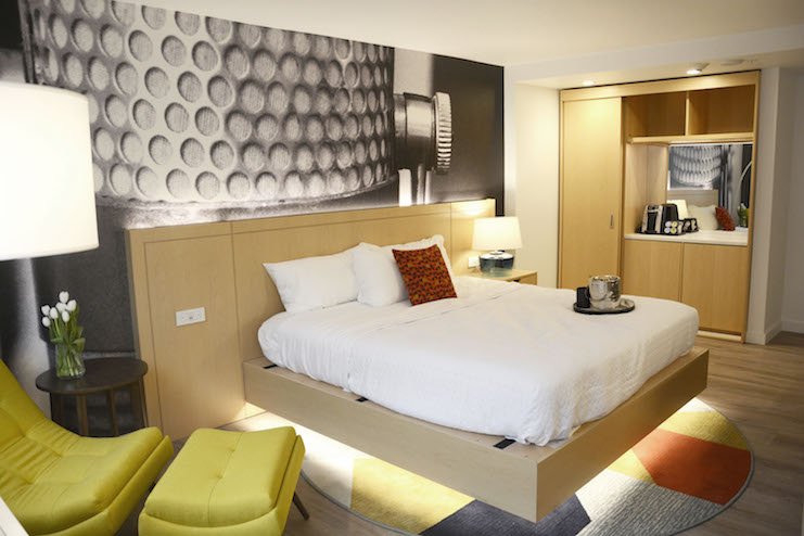 A guestroom at Hotel Indigo Memphis Downtown. 