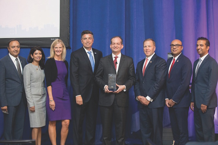 AHLA and AAHOA leadership with U.S. Secretary of Labor Alexander Acosta at the 2018 Legislative Action Summit in Washington, D.C.