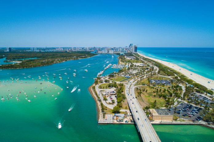 Aerial drone image of Miami Beach