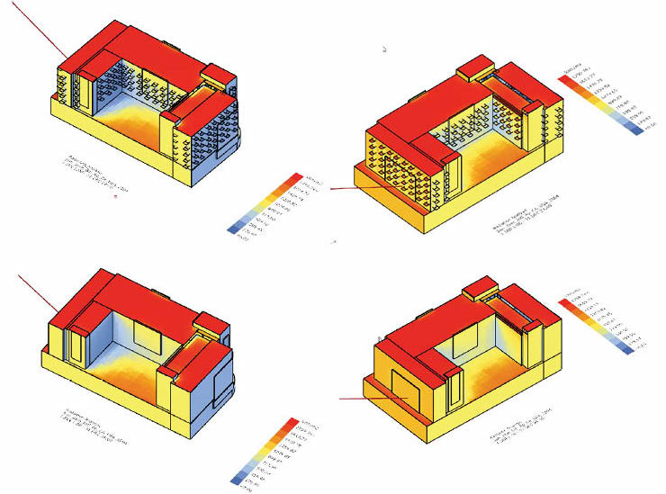 AI automates the tedious elements of design, freeing up time to focus on meaningful aspects like sustainability and the guest experience. Here an algorithm zeroes in on the optimal size shading device for each room to maximize daylight and energy efficiency. (Image: LEO A DALY)