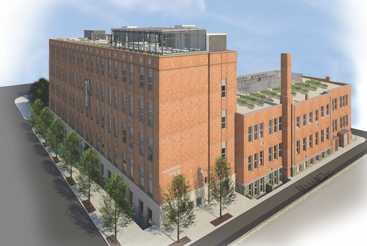A rendering of the TRYP by Wyndham Pittsburgh Lawrenceville, a former trade school building in an area that Money magazine called "America's Coolest Neighborhood."