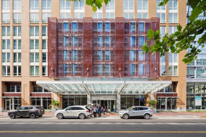 The dual-branded Courtyard by Marriott and Residence Inn at Columbia Place (Courtesy of COOPER CARRY)