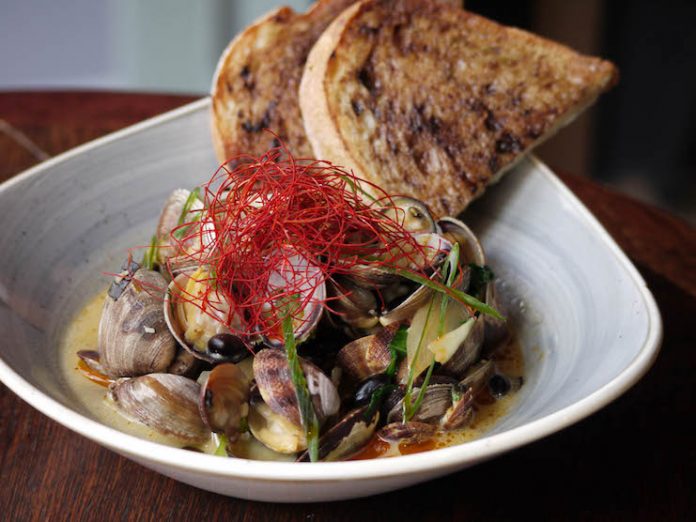 Spicy Miso Clams at Bookstore Bar & Cafe in Seattle