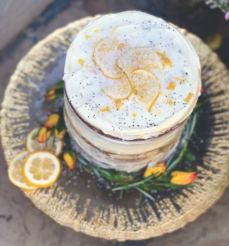 This lemon poppyseed cake—with candied lemons on top—was baked for a friend’s birthday. “I try to make the cakes tell a little bit of a story, and this friend is super bright and sunny. This cake just fit her personality!” - Michelle Heston