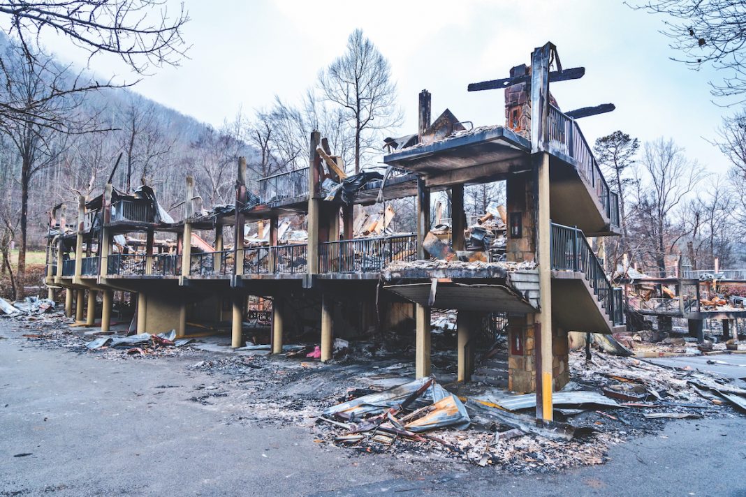 Skeleton is all that remains after fires destroyed motel in the Smoky Mountains