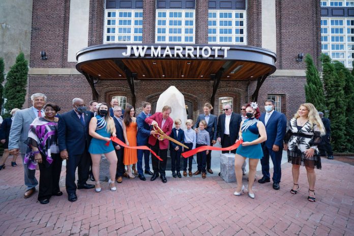 Plant Riverside District ribbon cutting in front of the JW Marriott Savannah