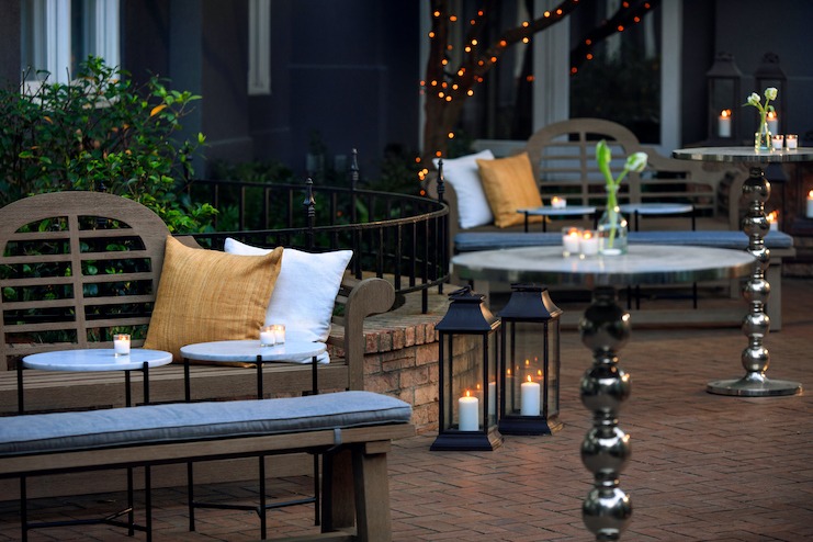 Secret garden outdoor seating at Kimpton Brice Hotel, Savannah, Ga. (Photo credit: Cris Molina)