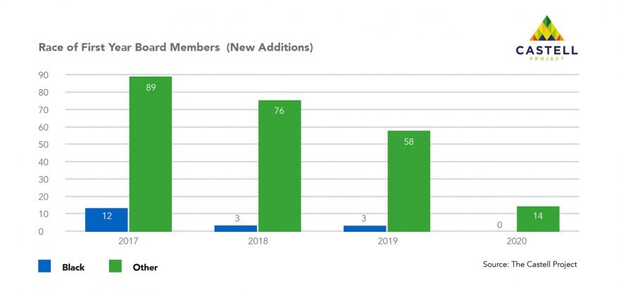 Castell Project Public Board Diversity — Race of First Year Board Members